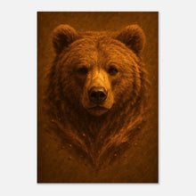 Earthside bear wall art poster, detailed wildlife nature print with realistic brown bear portrait for home decor.