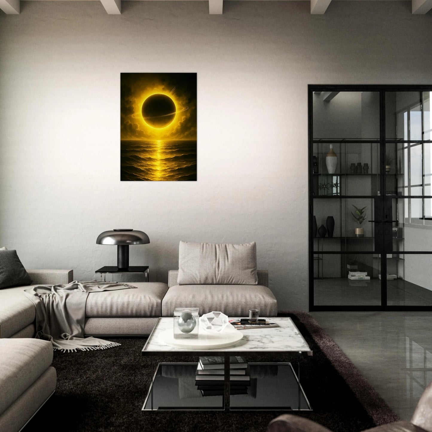 Golden Sea Poster – episches kosmisches Wandbild als moderne Wohnraumdekoration