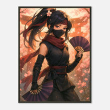 „HANAMI YUREI – Dance of the Silent Bloom“ Poster – elegante Anime-Ninja-Kunst mit roten Blütenblättern & starker Ausstrahlung | DEFA Designs