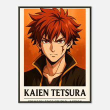 „KAIEN TETSURA — Flame Born, Battle Forged“ Poster – Anime-Kunst mit feuriger Energie & starker Entschlossenheit | DEFA Designs