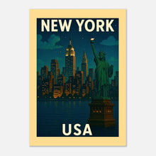 „New York Poster – USA Skyline mit Freiheitsstatue, modernes City Art Print für Wanddeko“