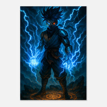 Episches Anime Poster „RAIKEN – Surge of the Twin Storm“ mit blauem Blitz, hochwertige Wandkunst für Anime-Fans weltweit