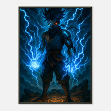 „RAIKEN — Surge of the Twin Storm“ Poster – mächtiger Anime-Krieger im blauen Blitzlicht, epische Energie & Stärke | DEFA Designs