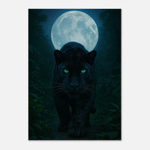 Wild Nights Poster – schwarzer Panther unter strahlendem Vollmond als mystische Wandkunst