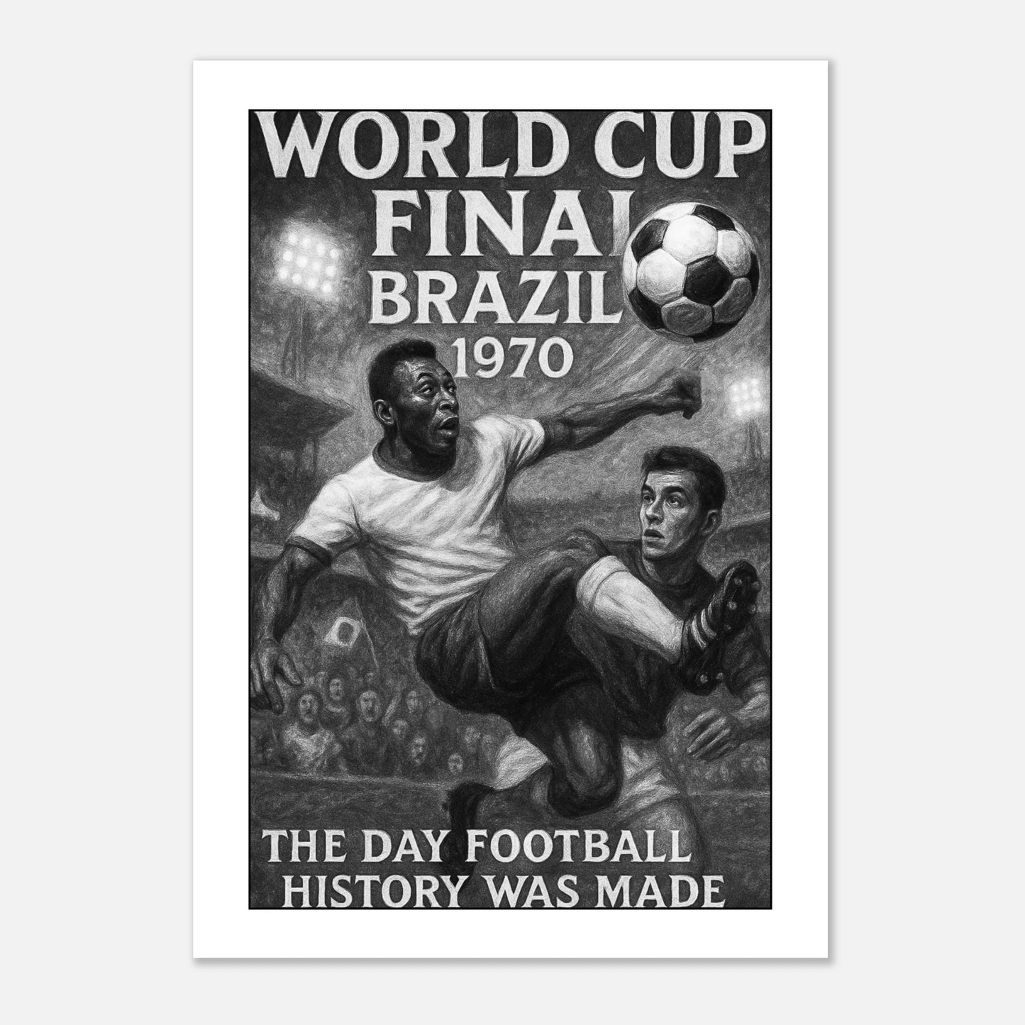 Vintage Poster vom WM-Finale 1970 – stilvolle Fußballkunst, nostalgischer Druck für Sportliebhaber