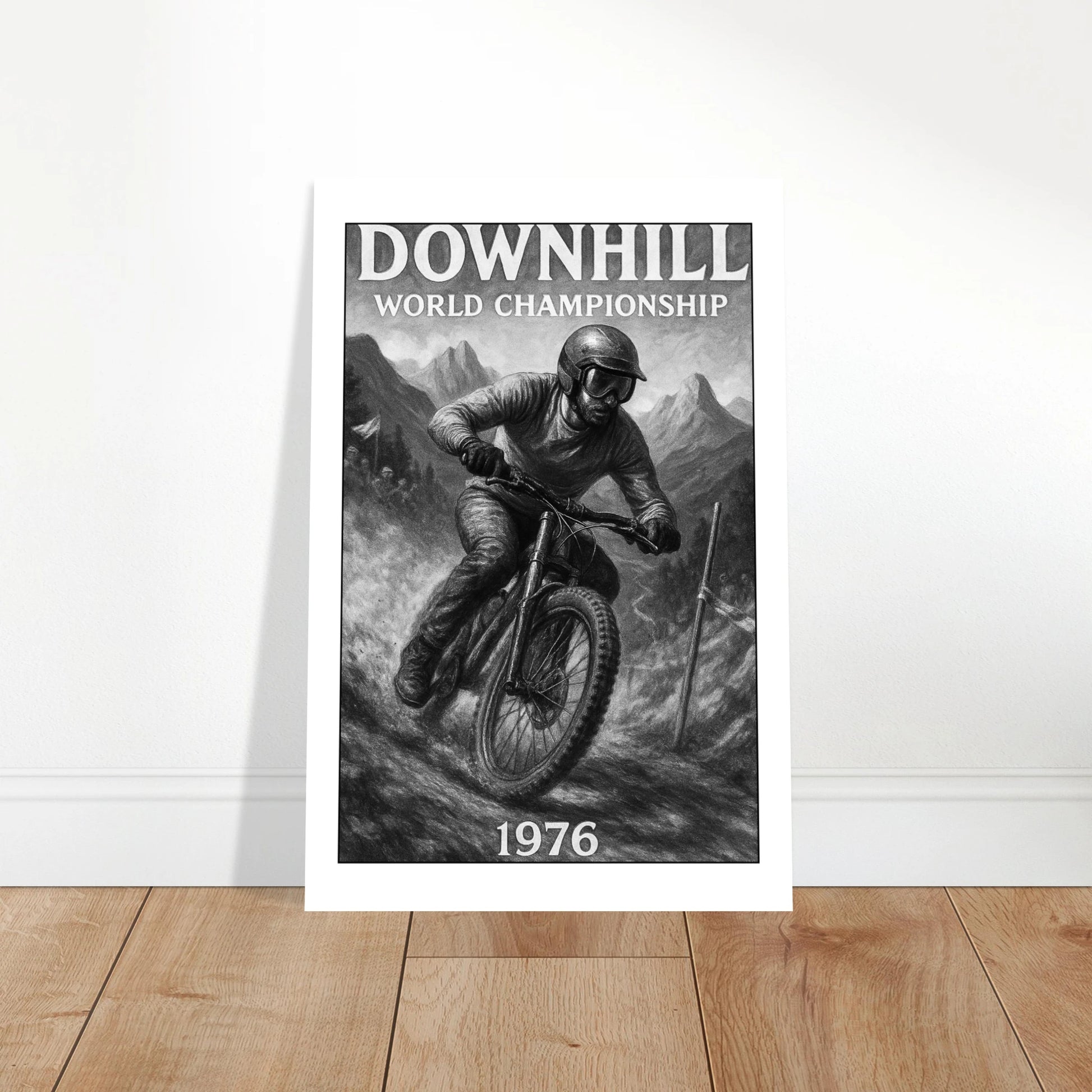 Mountain Bike Wall Art – Downhill 1976 Poster, Vintage Cycling Decor