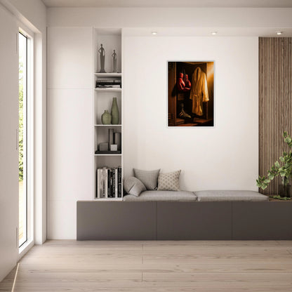 Gerahmtes Poster „No Excuses“ in heller Wohnzimmer Einrichtung – moderne Wanddekoration mit kraftvollem Motivationsspruch.