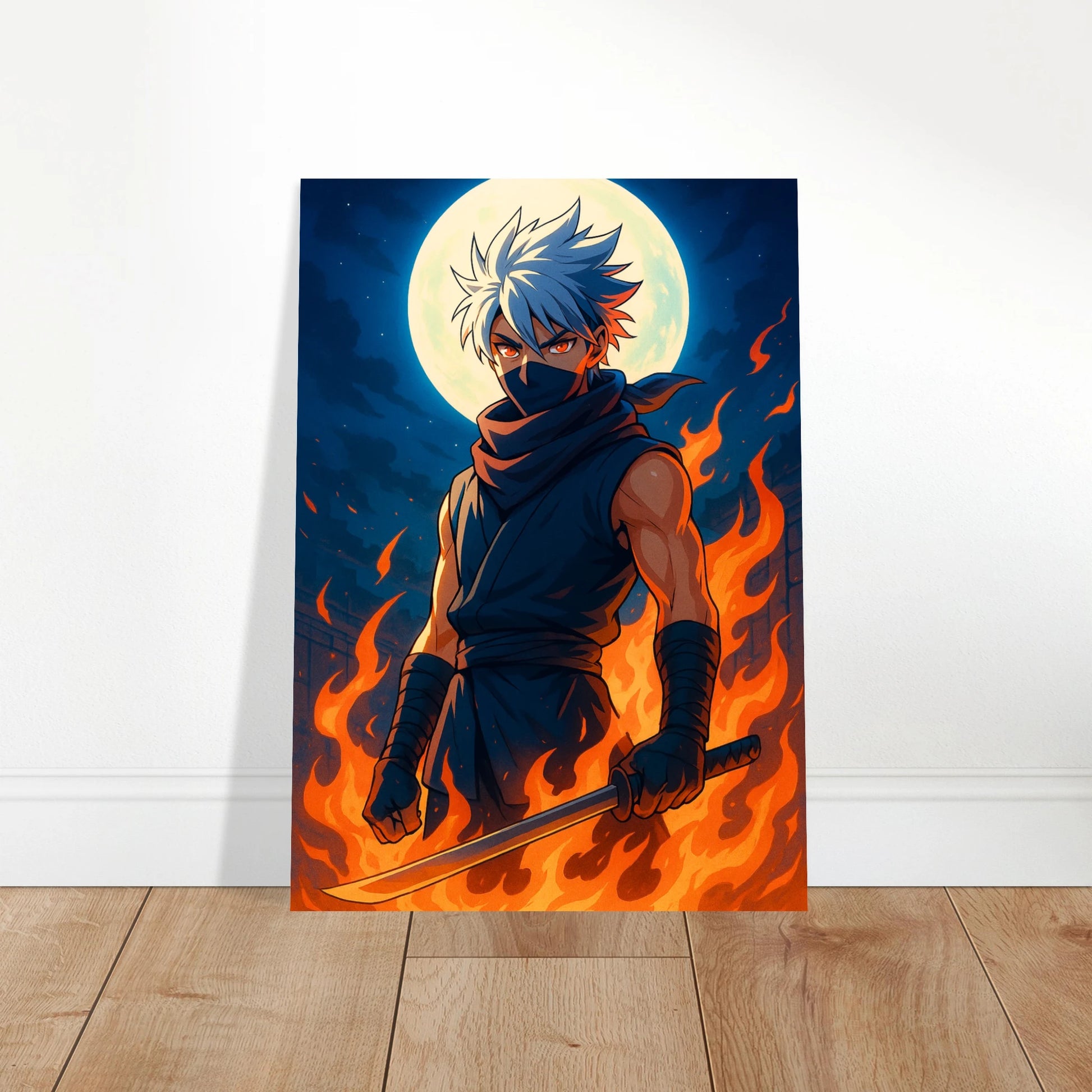 Anime Wandposter REIKA – Samurai Artwork über Sofa im Wohnzimmer | Moderne Wanddeko von DEFA