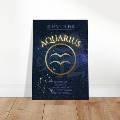 Aquarius zodiac wall art in modern white living room – astrology home decor