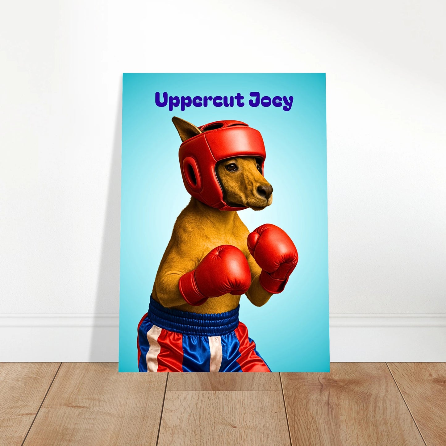 Uppercut Joey Boxer Hund Poster als Wanddeko im modernen Wohnzimmer