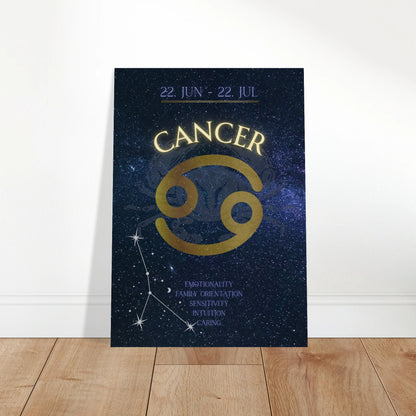 Cancer Poster in stilvollem Wohnzimmer – Mockup mit moderner Einrichtung und eleganter Wandkunst für astrologische Deko
