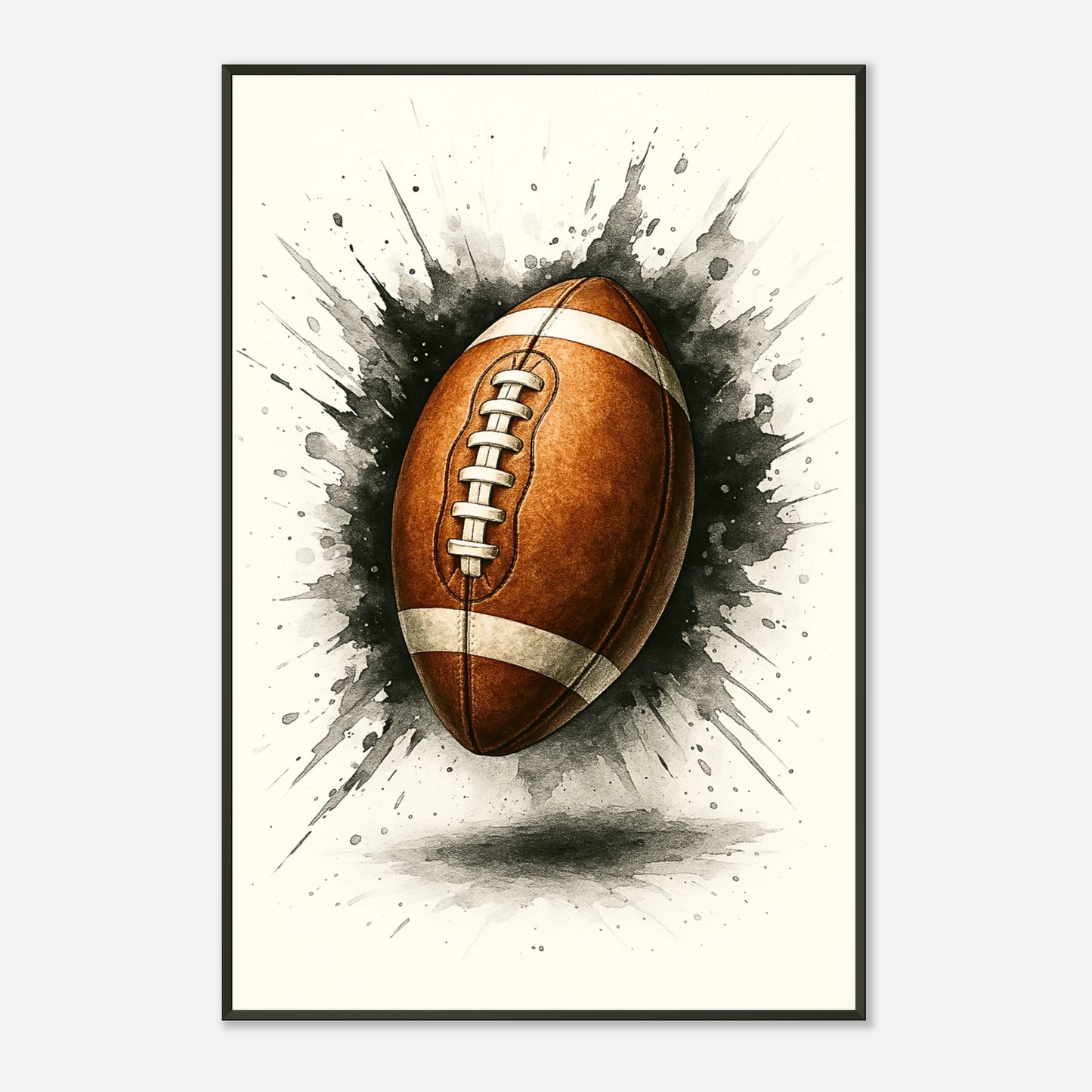 American-Football-Kunst „Chase the End Zone“ im schwarzen Metallrahmen – Symbol für Ehrgeiz, Kraft und Leidenschaft | DEFA Designs