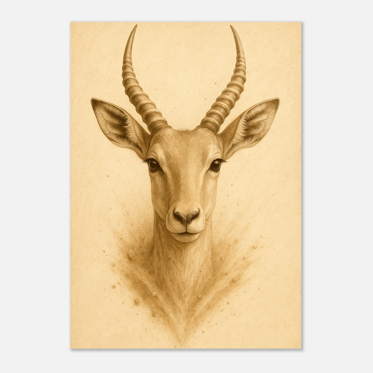 Close-up antelope head wall art, wildlife nature print for modern interior decoration.

