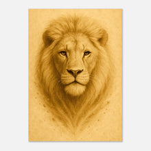 Crown of Calm Lion Poster – bold animal portrait, minimalist wall art design in earthy tones.