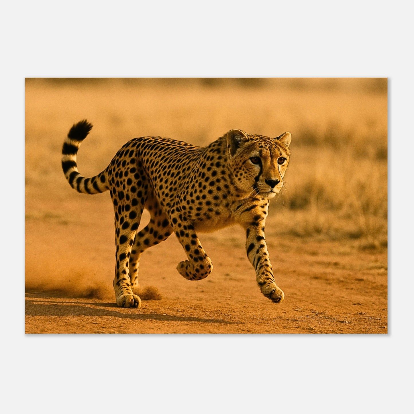 Desert Sprint Cheetah Poster – hochwertiger Tierdruck ohne Rahmen, Wildlife Wandkunst für Wohnzimmer oder Büro.