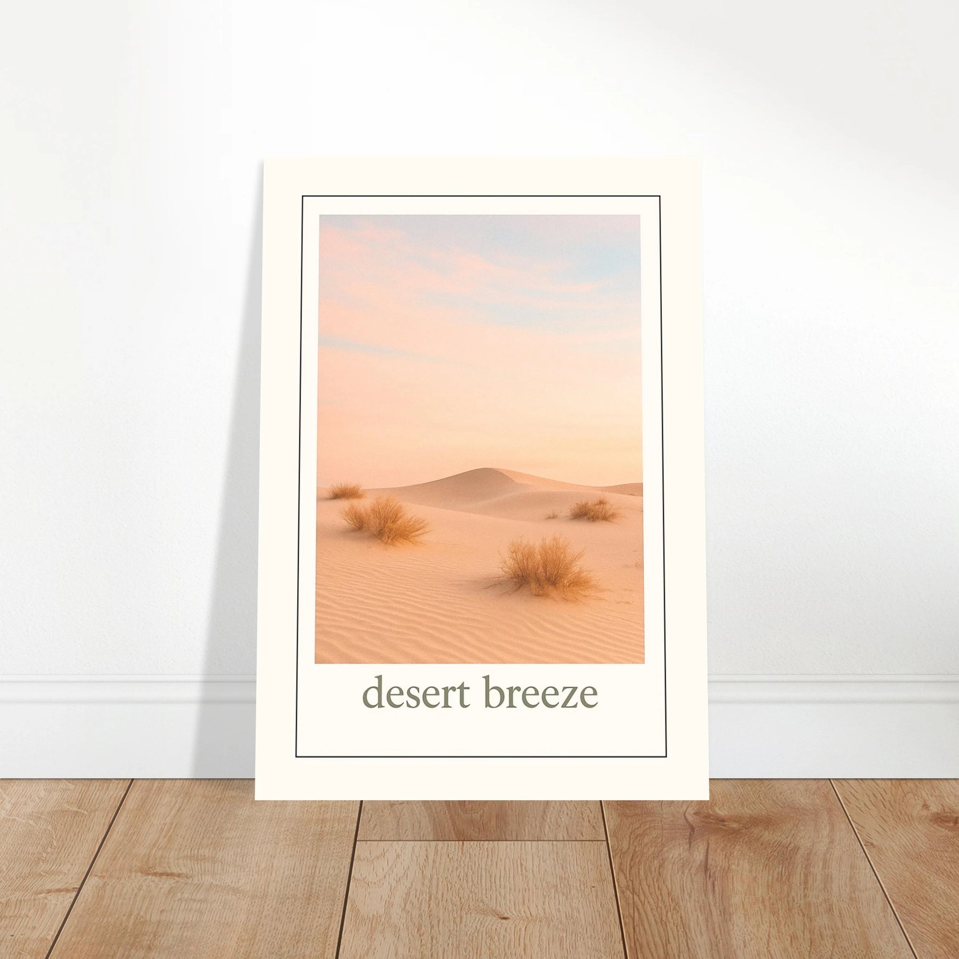 Minimalist desert wall print in bright living room – warm, elegant wall decor for modern and scandi interiors.