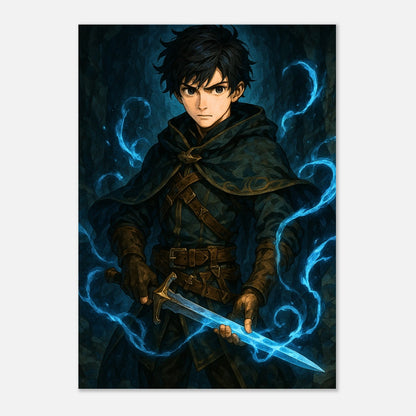 Epic Fantasy Hero Poster – magischer Krieger mit Umhang, Kunstdruck für Zuhause und Büro