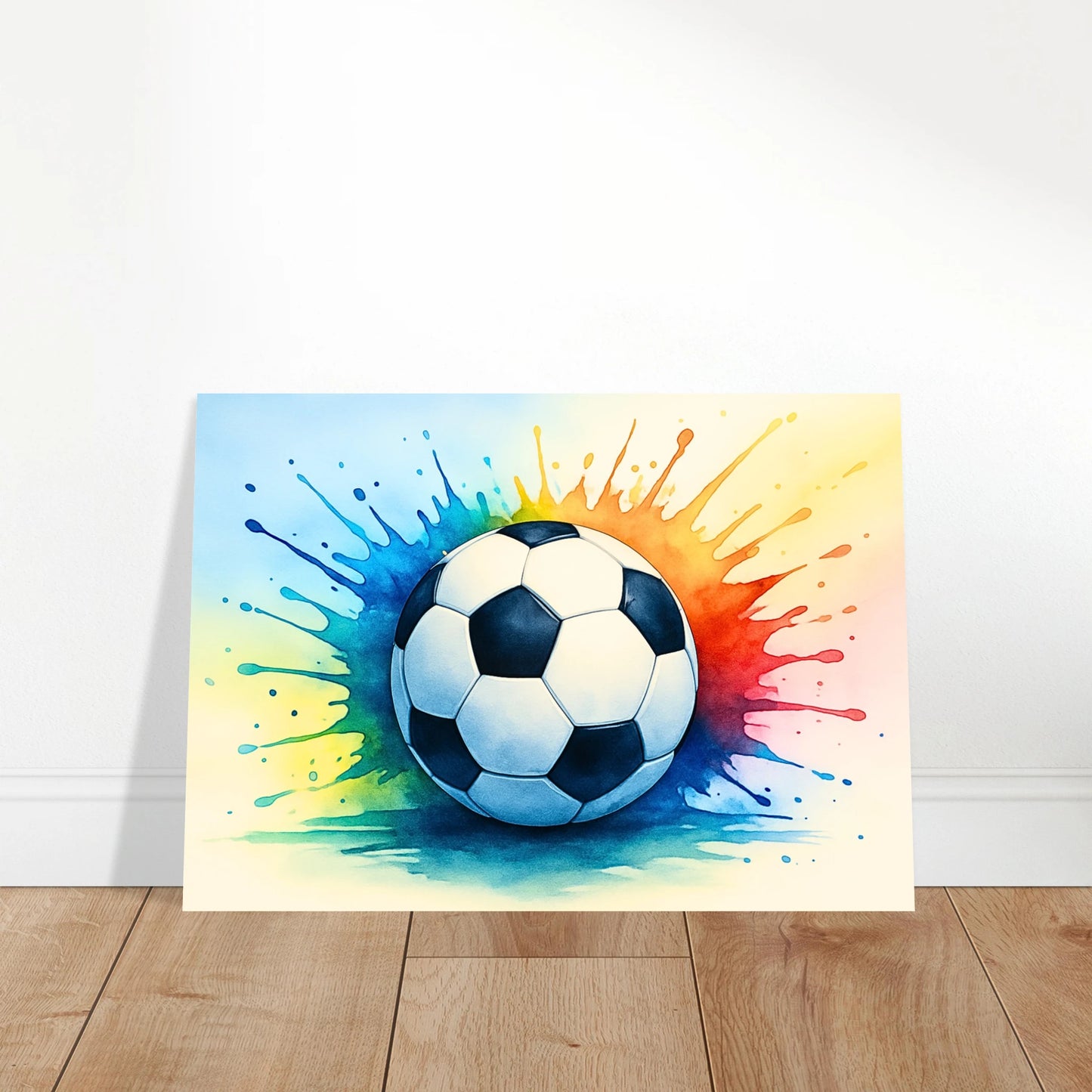 „Eingerahmtes Soccer Poster – Colorful Kick The Joy of Soccer, moderne Football Wandkunst für Zuhause“