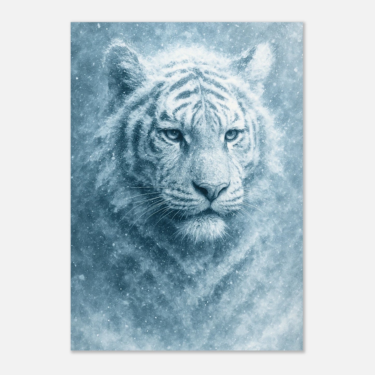 Frozen tiger wildlife wall poster – bold and cool-toned art for home or office