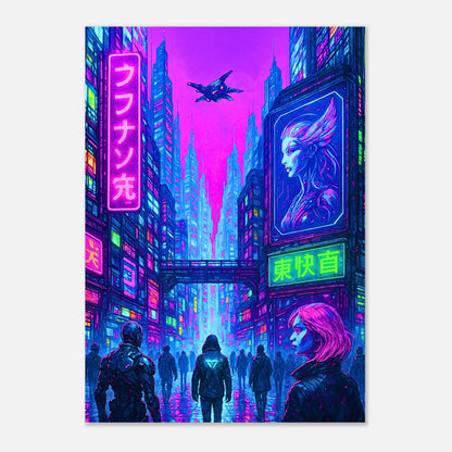 Futuristisches Cyberpunk Poster – Sci-Fi Neon Wall Art mit Großstadtlichtern und futurischer Atmosphäre
