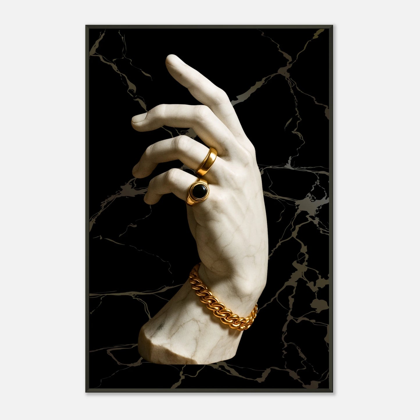 Gilded Touch luxury wall decor poster in black metal frame, refined black and gold aesthetic artwork