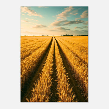 Naturposter „Golden Horizon“ mit goldenen Feldern im Sonnenlicht – minimalistisches Wandbild für Wohnzimmer oder Büro