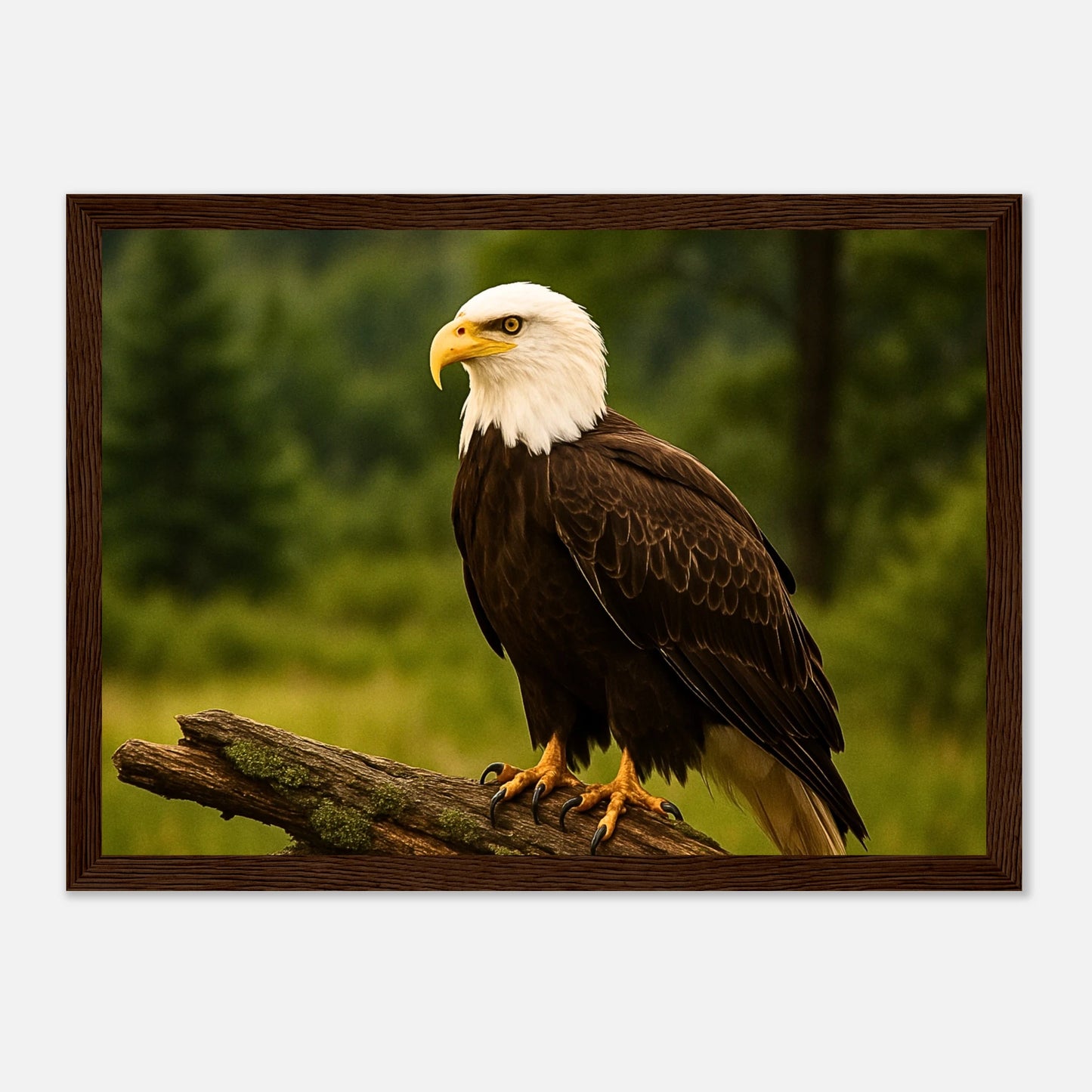 Guardian of the Heights Adler Poster mit dunkelbraunem Holzrahmen – edler Kunstdruck mit Adler in der Natur.
