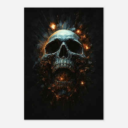 Infernal Skull Poster – atemberaubendes Dark Gothic Skull Artwork, perfekt für Liebhaber von düsterer Kunst und Fantasy-Deko.