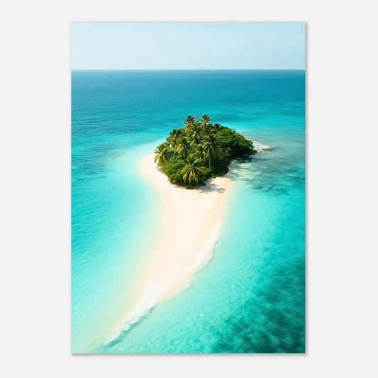 Premium Poster „Island Escape“ – tropischer Strand, türkisblaues Meer, ohne Rahmen, hochwertige Wanddeko.