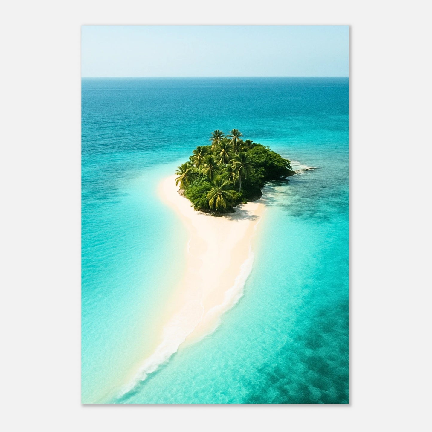 Detailansicht „Island Escape“ – mattes Premium-Poster mit paradiesischem Strandmotiv, ohne Rahmen.