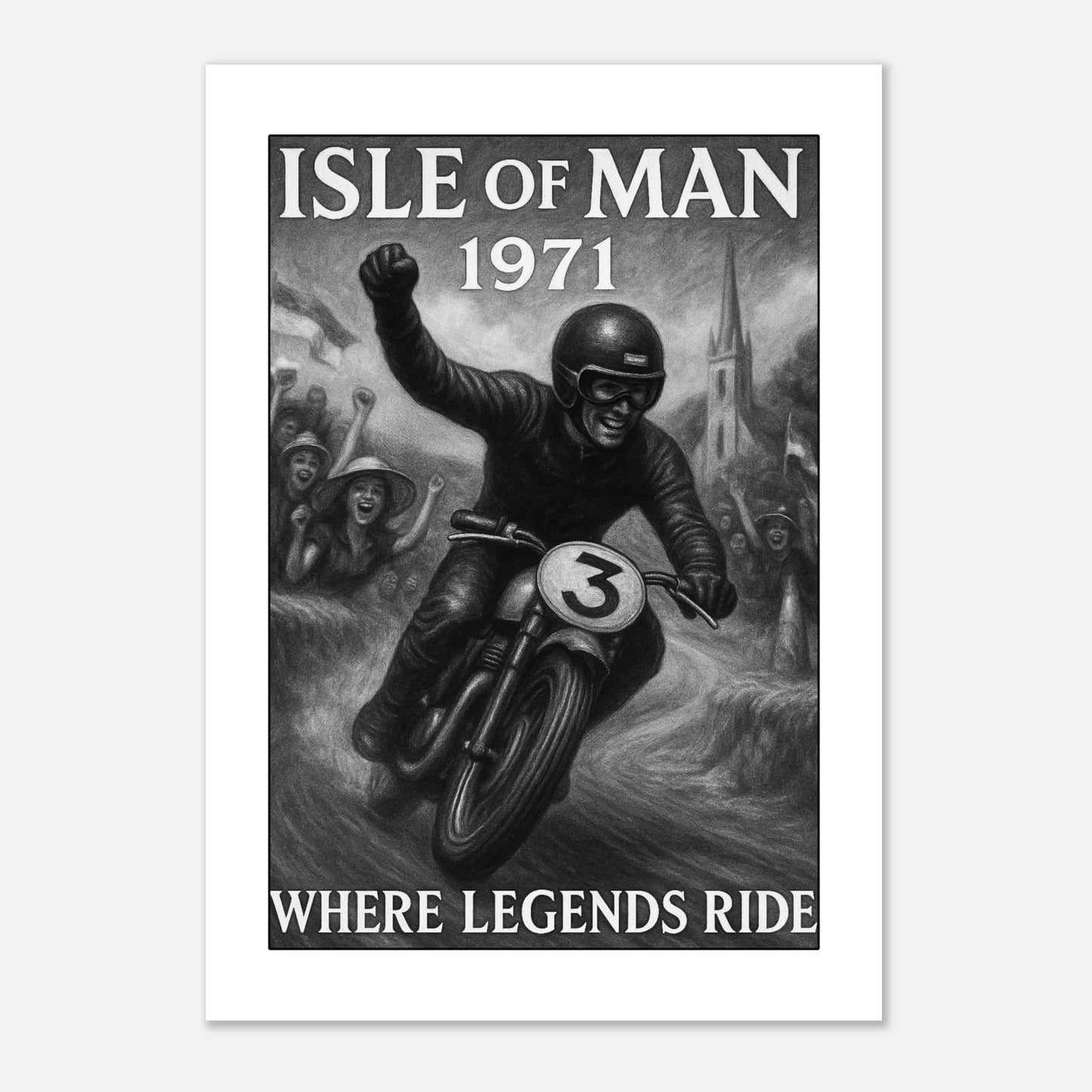 Isle of Man 1971 Poster – Vintage Motorcycle Racing Wall Art Print for Motorsport Fans