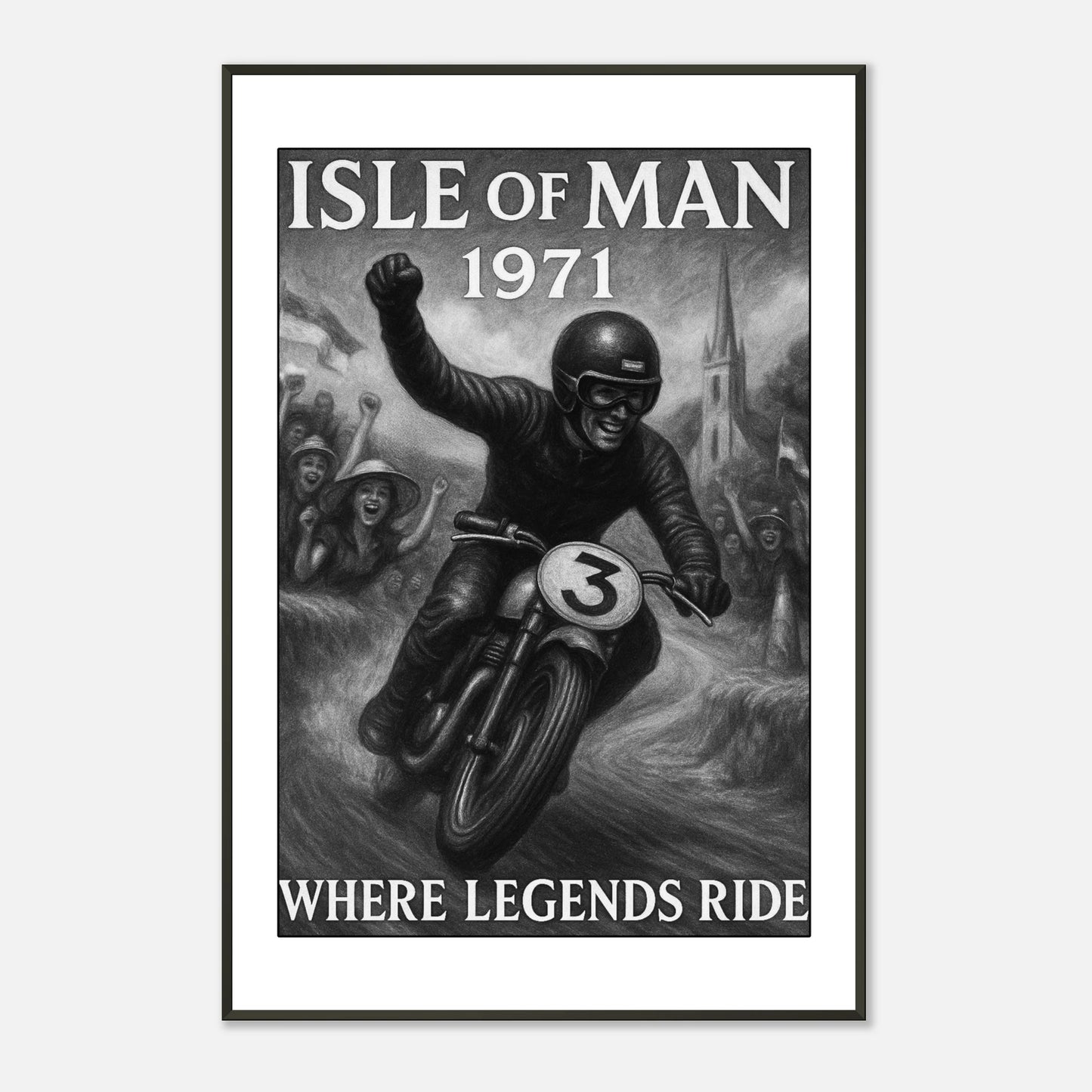 „Born to Ride“ Isle of Man TT 1971 Poster – nostalgische Rennsportkunst für Motorradliebhaber und Sammler | DEFA Designs