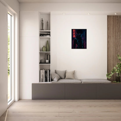 KAGE ZERO Shadow Protocol Poster als Wanddeko in modernem Wohnzimmer – Cyberpunk Anime Kunst als stilvoller Interior-Akzent