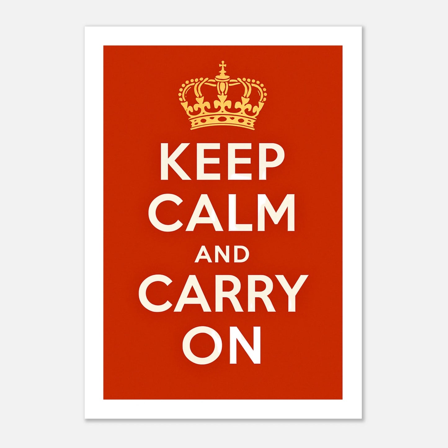 Keep Calm and Carry On poster – classic red motivational wall art with crown symbol
