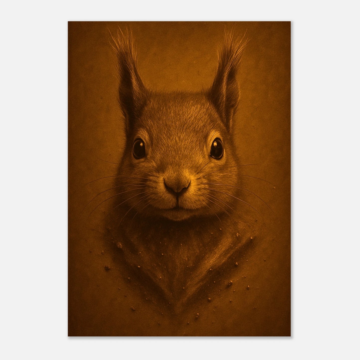 Detail vom Little Guardian Poster – naturgetreues Eichhörnchen-Porträt als Tierkunst-Druck.