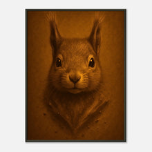 Little Guardian Poster – charmantes Eichhörnchen-Porträt im schwarzen Metallrahmen, naturverbundene Tierkunst | DEFA Designs Wandbild