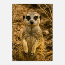 Little Lookout meerkat wall art poster, charming wildlife nature print featuring cute meerkat for home decor.