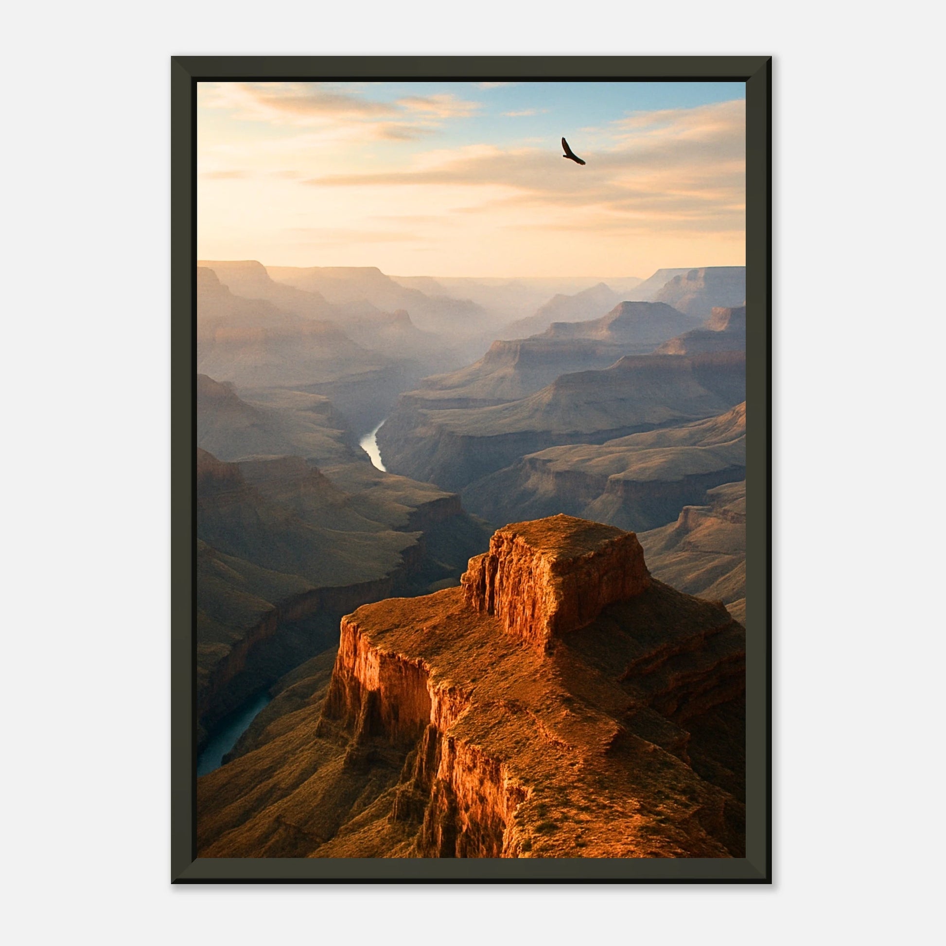 Majesty Unbound Poster Seitenansicht – eleganter schwarzer Metallrahmen mit feiner Kontur, Grand Canyon Motiv mit eindrucksvoller Weite.