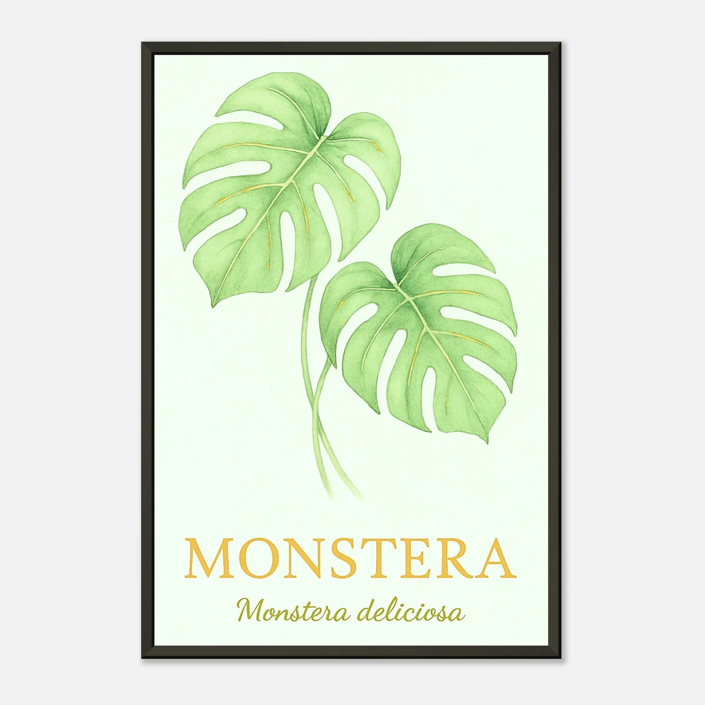 Monstera Botanical Elegance Poster mit natürlichem Lichtreflex – minimalistisches Design in hellgrünen Tönen, zeitlose Pflanzenkunst für jeden Raum.