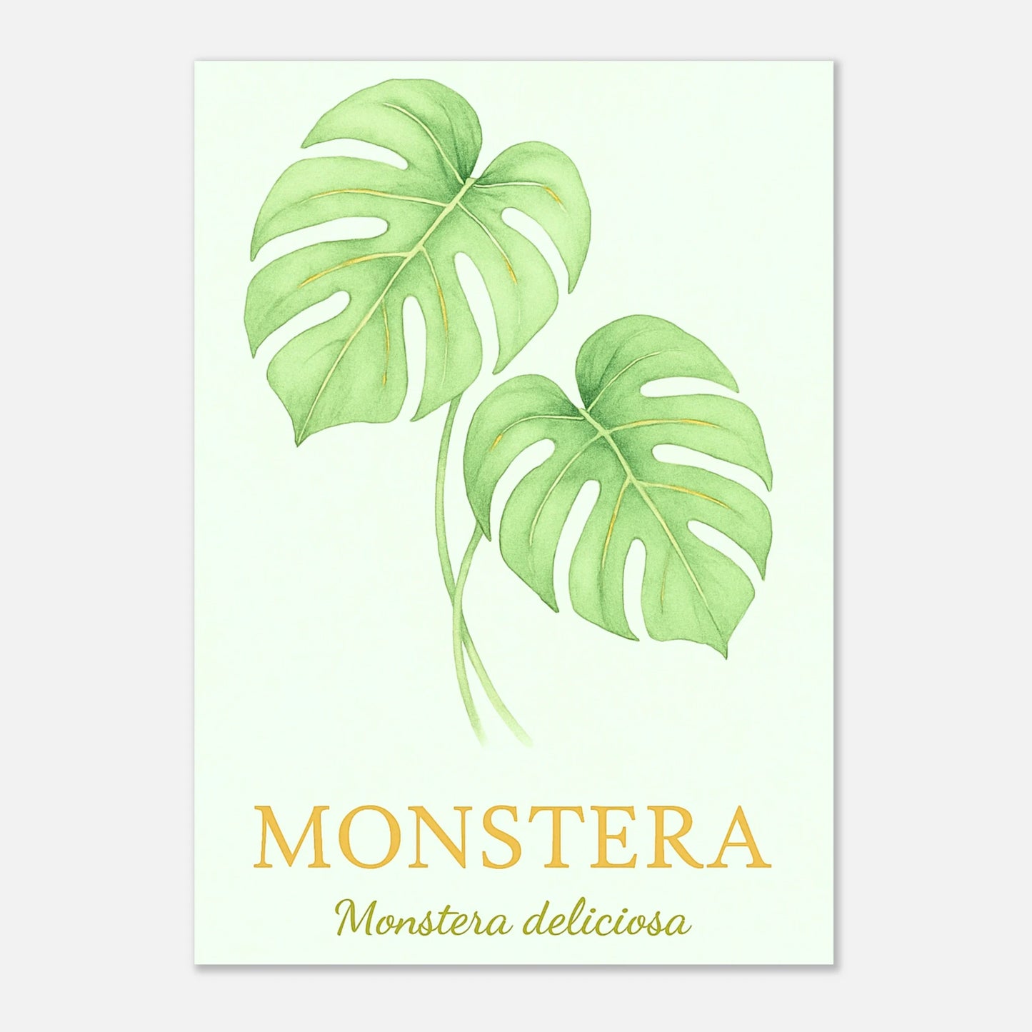 „Monstera – Botanical Elegance“ Poster – elegante Pflanzenillustration mit grünen Blättern, ungerahmt, Premium-Qualität.