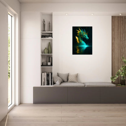 Mystic Water Dragon Wandbild – Fantasy Poster mit Meeresdrache als stilvolle Wohnzimmer-Deko