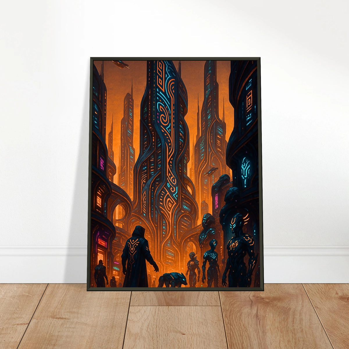 Neon Dystopia Wall Art – Cyberpunk Sci-Fi City Artwork | Defa – DEFA.