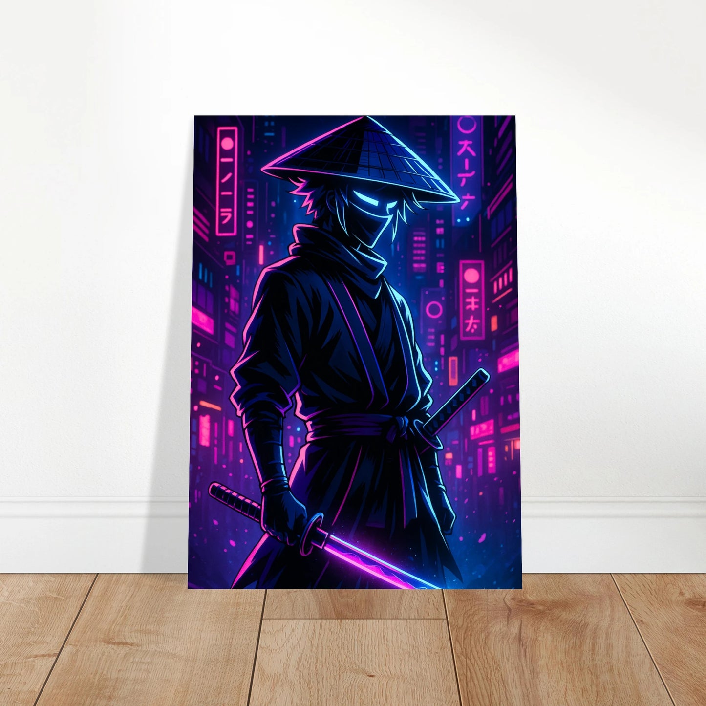 Anime Room Decor – NEON RONIN Ghost of the Grid Poster, futuristische Wanddekoration im modernen Interior
