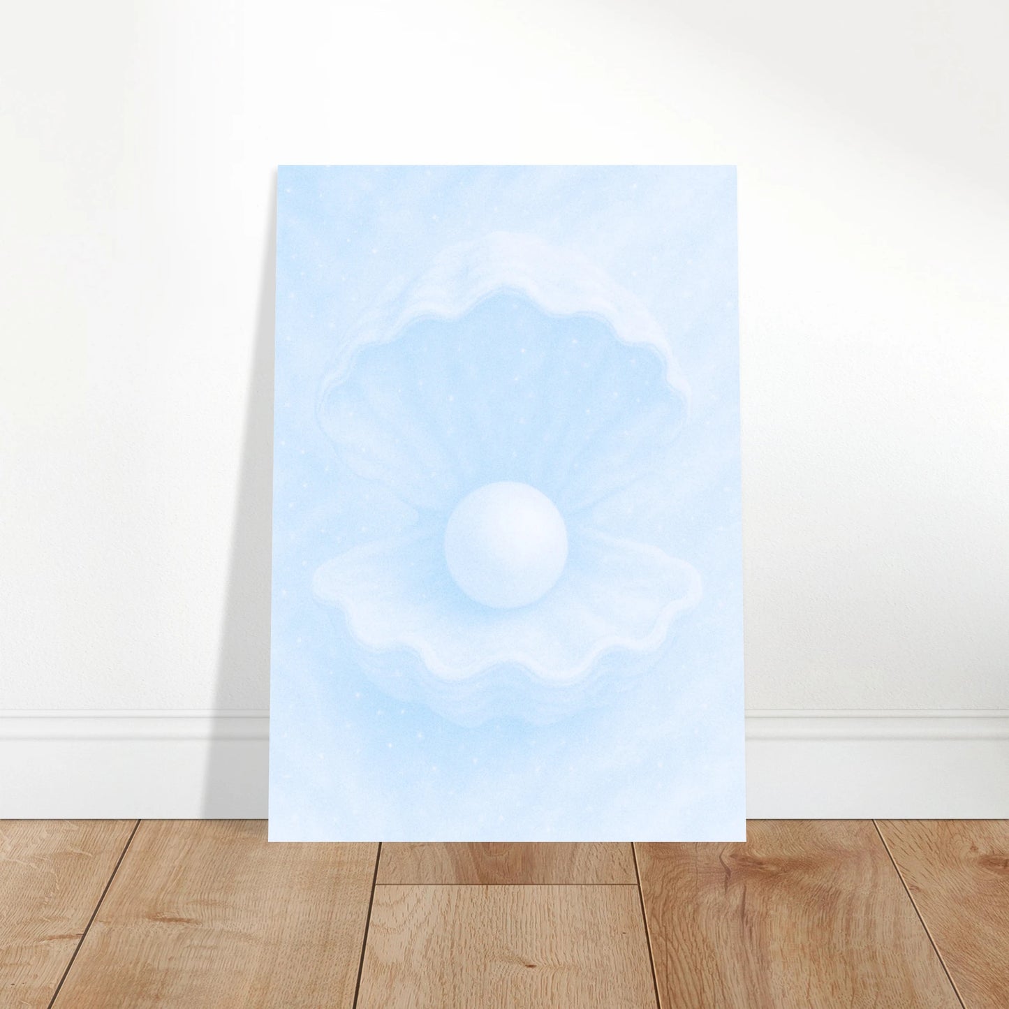 Ocean’s Secret Poster als stilvolle abstrakte Meereskunst im modernen Wohnzimmer.