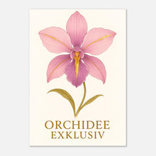 Premium Poster „Orchid Grace“ – elegante Orchideenblüte mit zarten Linien und goldenen Akzenten, hochwertige Wanddeko ohne Rahmen.