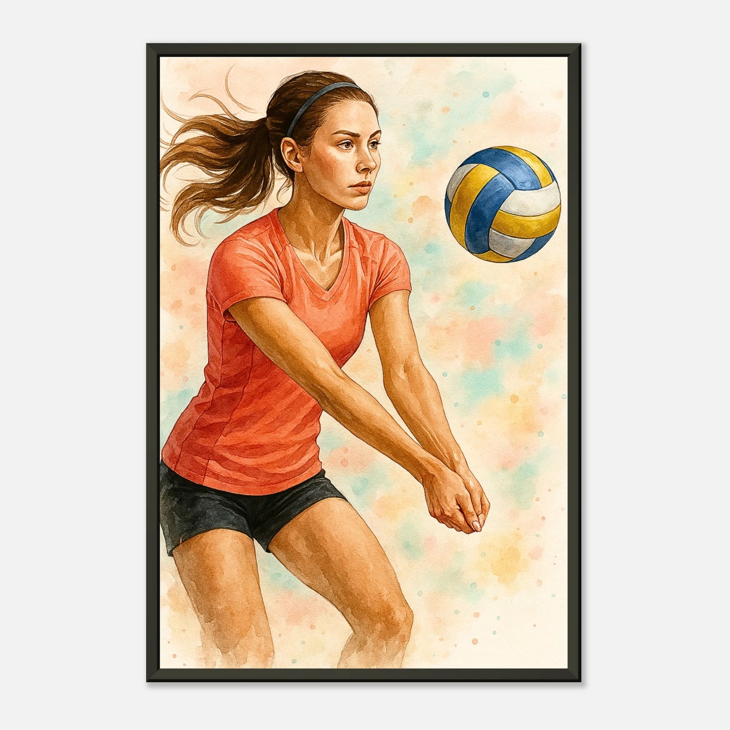 Sportliches Volleyball Poster „Power & Grace“ im eleganten schwarzen Rahmen – moderne Wanddekoration für Athleten | DEFA Designs