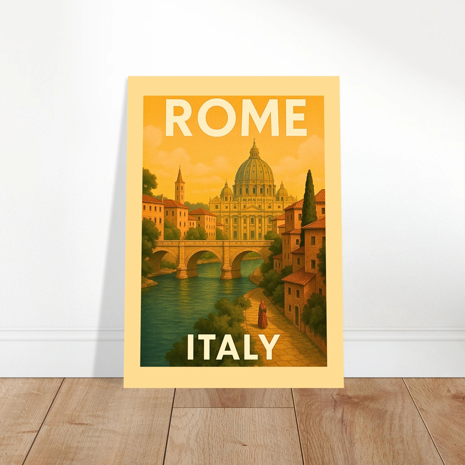Rome Poster im Vintage-Stil – Retro Wandkunst als Deko fürs Wohnzimmer oder Büro mit Kolosseum