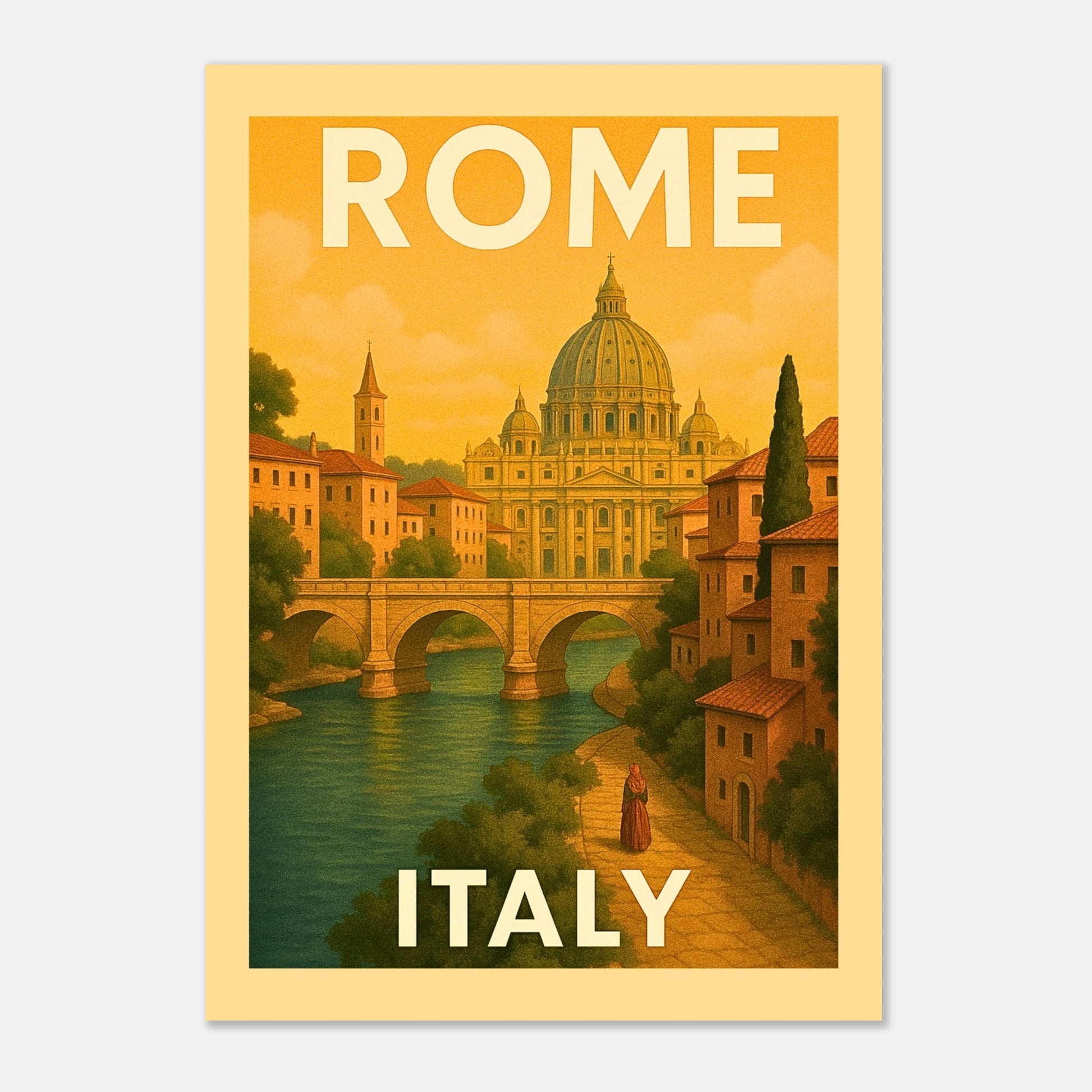 Vintage Rome Poster – Kunstdruck mit römischer Architektur, detailreiche Wandkunst im Retro-Design