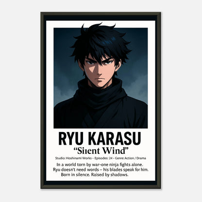 Anime-Poster „RYU KARASU – Blade of the Silent Wind“ – minimalistisches Design mit tiefer Symbolik | DEFA Designs