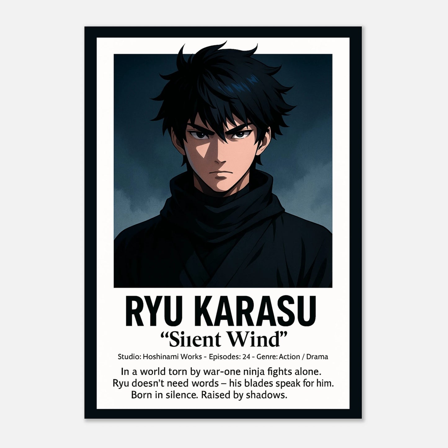 Anime Poster „RYU KARASU – Blade of the Silent Wind“ | Samurai Artwork | Hochwertiger Kunstdruck von DEFA, erhältlich in A1–A4